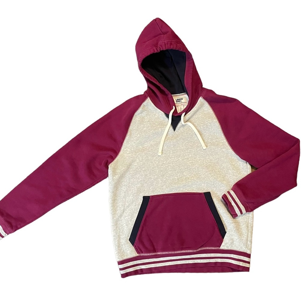 Lands End Men’s Sz Medium (38-40) Colorblock Pullover Serious Sweats Hoodie